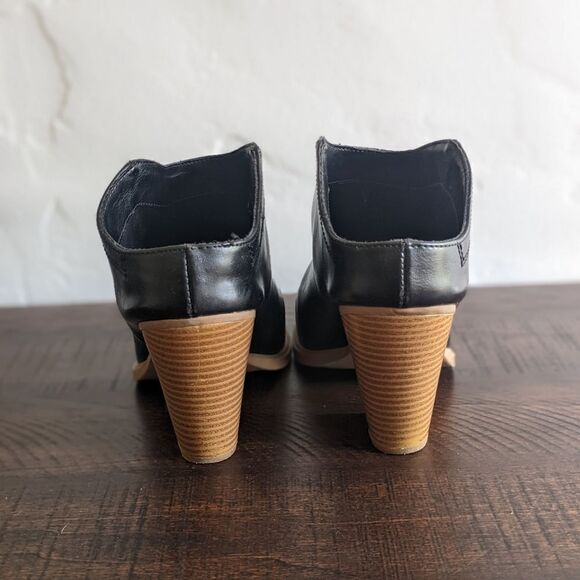 DV Dolce Vita Black Slip-on Open Heeled Ankle Booties - Picture 5 of 8